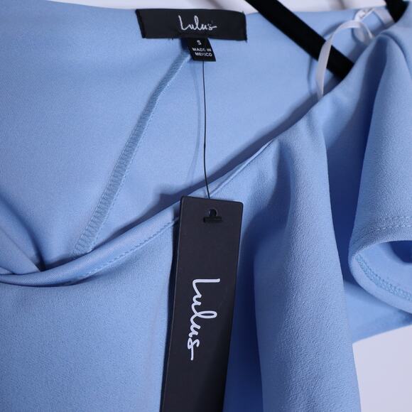 LULUS NEW Last Forever One-Shoulder Ruffled Maxi Dress Powder Blue Women's S - Picture 12 of 13